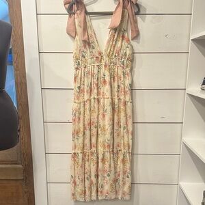 Floral Sleeveless Dress with Pink Accents